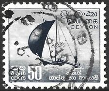 Ceylon, 1958-62, SG#459, 50c Outrigger Canoe, Boat, Used #F10058