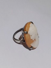 Silver Tone Cameo Ring Big