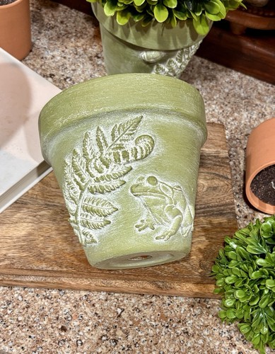 Handcrafted clay planter - handcrafted, 6”