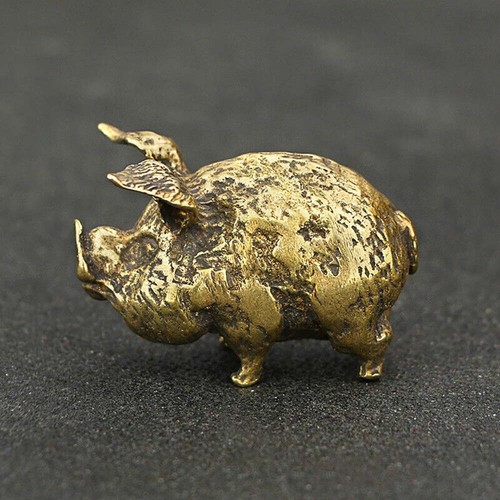 Brass pig figurine statue - 1x,