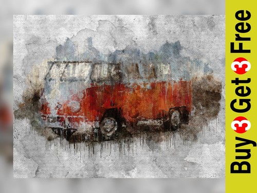 Campervan watercolour - vw,