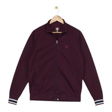 Pretty Green Track Jacket Mens Size S Burgundy Regular Full Zip 80s Classics