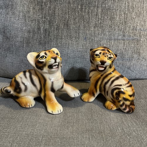 Ceramic tiger cub figurine - 2,