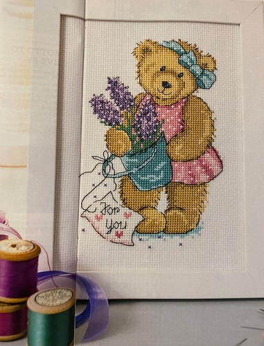 Springtime teddy cross stitch - teddy,