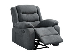 Grey fabric recliner armchair - recliner,