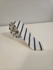 Brand New Black And White Striped Skinny Silk Tie (Mens Womens Unisex)