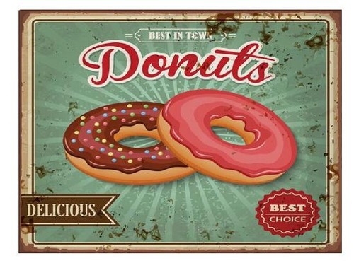 Donuts served here retro metal - donuts,
