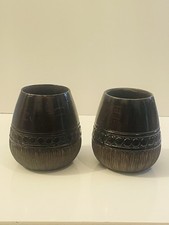 Hand Carved Treen Trinket Round Ornate