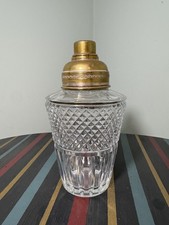 Vintage Cut Crystal Cocktail Shaker – 3 Piece – Gold Tone Top – 8.5” Tall