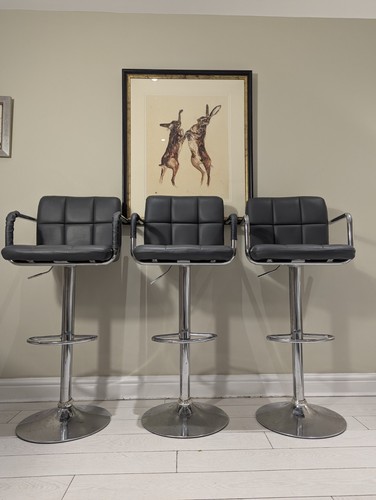 Grey faux leather - 3, stools