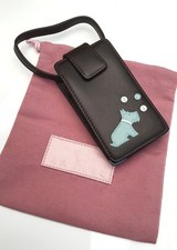 Vintage Tiny Radley Leather Mobile Phone Case Scottie Dog Logo • Wrist Strap