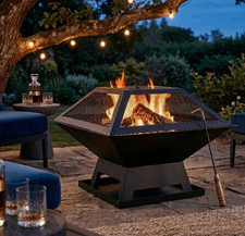 3-in-1 Square Fire Pit BBQ