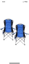  2x Folding Camping Deluxe Chairs Heavy Duty Luxury Padded with Cup Holder
