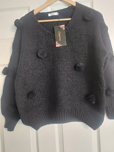Ladies black pom - tu, jumper