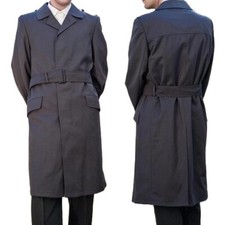 Mens Trench Coat Belted Long Raincoat Removable Liner Smart Formal Classic Retro