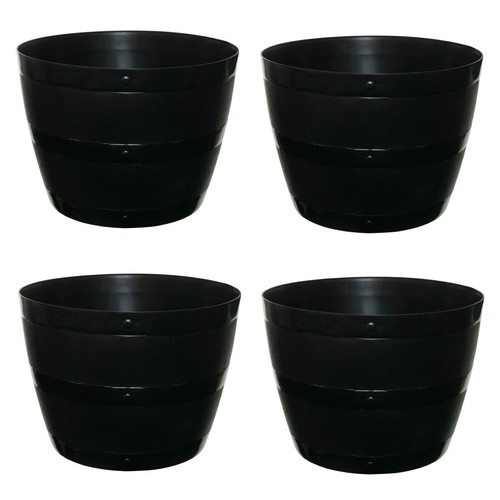 Black plastic planter - plastic, plant