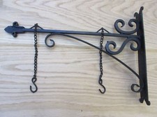 14" BLACK HAND FORGED  iron sign board hanging bracket shop sign house name