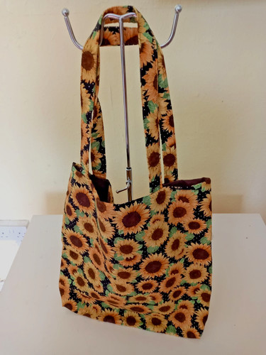 Handmade sunflower fabric tote - handmade,