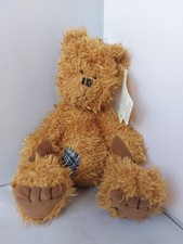 Alice’s Bear Shop Russ Berrie "Tat" Soft Teddy Bear Brown Shaggy Fur Patch  14”
