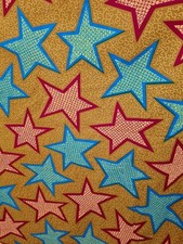 100% Cotton Fabric African Hitarget Wax Block Print Stars Geometric Multi