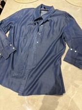 Baukjen Gorgeous Tencel Denim Style Blouse with Necktie Size 12 Worn Once
