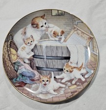 Country Kitties Collectors Plate Limited Edition Cat Design 23k Gold Rim Vintage