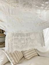 AMAZING c1890 bed canopy Tambour Unique handmade Cornely Antique lace curtain C