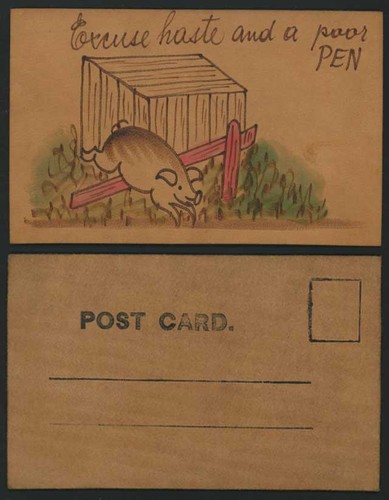 Novelty old leather postcard - old,