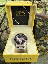 A GENTS STEEL AND ROSE METAL INVICTA CHRONOGRAPH BRACELET WATCH Boxed 45mm Case