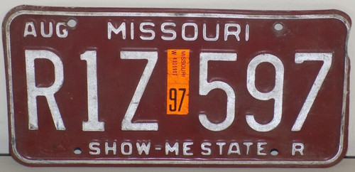 1997 missouri license - missouri, plate