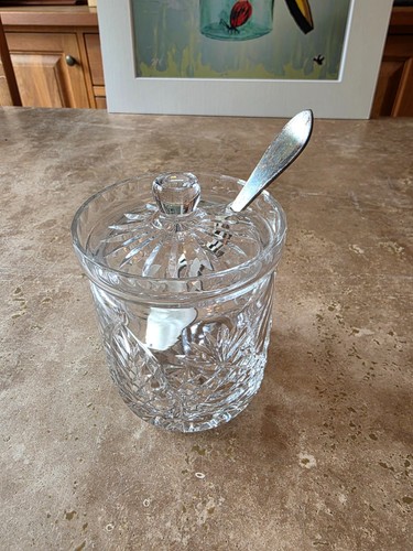 Vintage cut crystal jam pot - vintage,