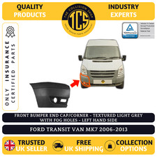 FORD TRANSIT 2006-2013 FRONT BUMPER END CAP/CORNER MK7 LIGHT GREY + FOG HOLE RHS
