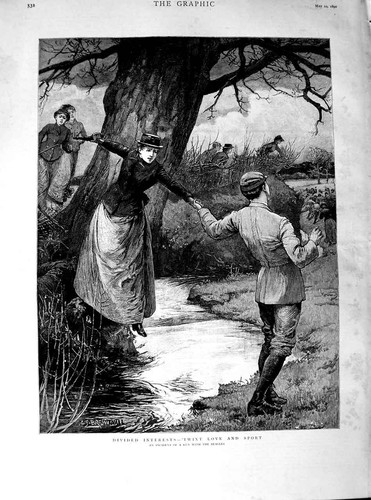 Original old antique print - old,