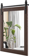 Rustic Wall Mirror Rectangle Barn Door Wooden Frame Bathroom Living Room Decor