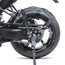 Rear wheel lashing strap