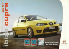 Seat Ibiza Cupra Specifications 2004 UK Market Single Sheet Brochure 1.8T 1.9TDi