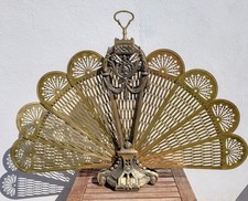 Vintage Antique French Napoleonic style Brass Peacock Fan Fire Screen Guard