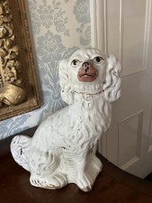 LARGE WHITE STAFFORDSHIRE FLATBACK DOG