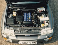 FORD REG NO.J586 YWN, DOHC 16-V TURBO, ENGINE FRONT OVERVIEW PHOTOGRAPH.