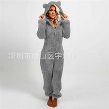 Womens 1Onesie Teddy Bear Fleece Pyjamas Fluffy All In One Jumpsuit Loungewear