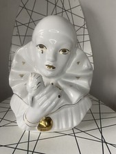 Vintage Large Ceramic Britart Alfeizerao (?) Pierrot Clown Bust 70s 80s gold det
