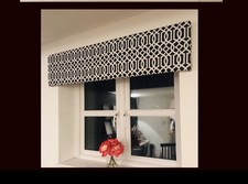 Padded Box Window Pelmet made to measure Geometric black and white Fabric