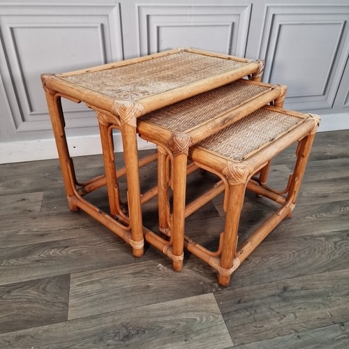 Vintage rattan nesting tables - rattan,