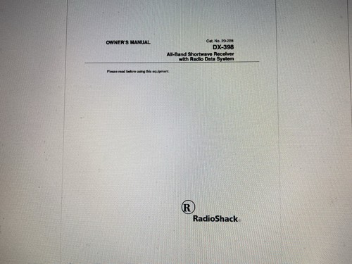 Realistic 398 user manual - user,