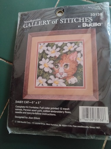 Vintage bucilla daisy cat - vintage,