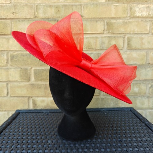 Red large fascinator - red,