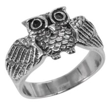 Owl ring solid - solid, sterling