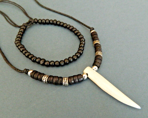 Mens necklace new carved bone - mens,