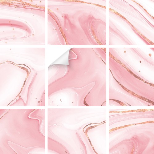 Tile stickers marble pink - , set