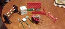Breyer Paddock Accessories wheelbarrow fences hay forks shovel blocks(?) 